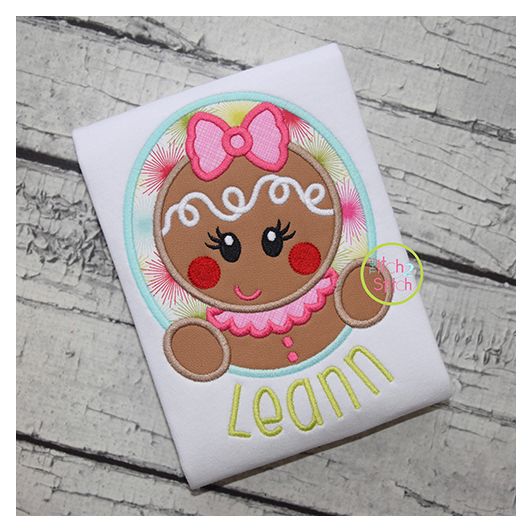 Gingerbread Oval Girl Applique | Machine Embroidery Designs by JuJu