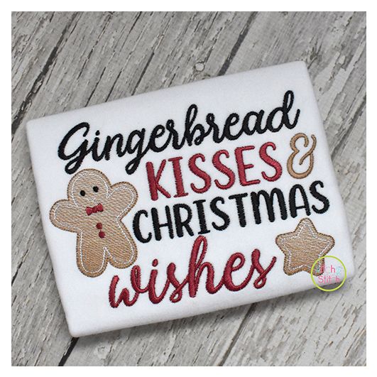 Gingerbread Kisses and Christmas Wishes Embroidery | Machine Embroidery Designs by JuJu