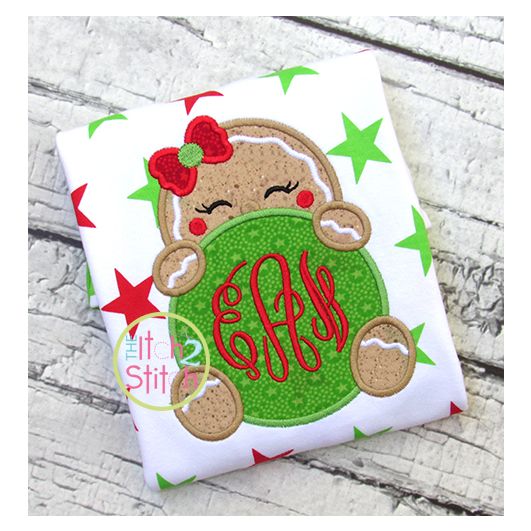 Gingerbread Peeker Girl Applique | Machine Embroidery Designs by JuJu