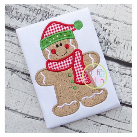 Gingerbread Santa Boy Applique | Machine Embroidery Designs by JuJu
