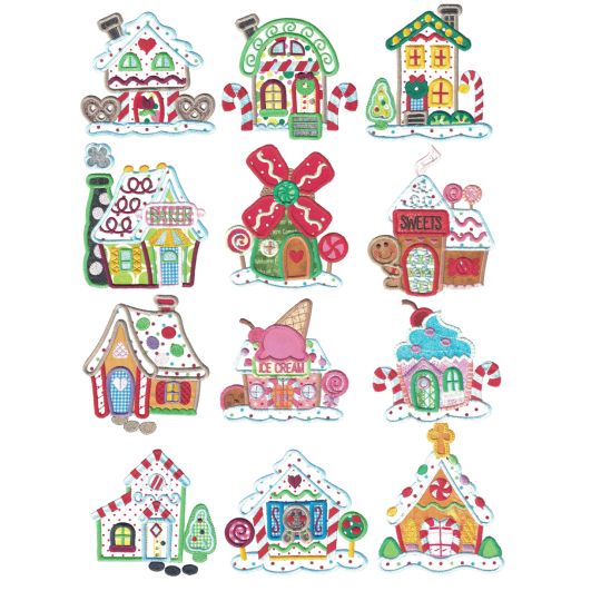Gingerbread Village Applique Machine Embroidery Designs by JuJu