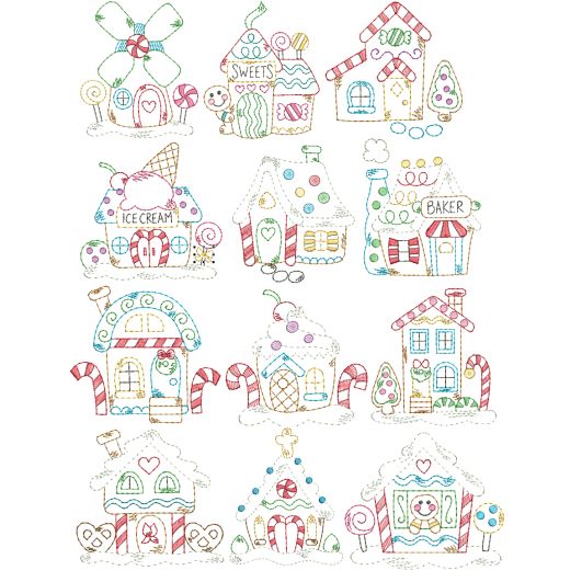 Gingerbread Village Vintage Stitch Machine Embroidery Designs by JuJu