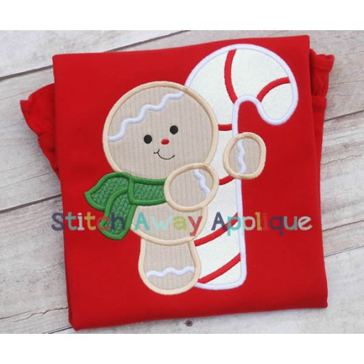 Gingerbread Candy Cane | Machine Embroidery Designs by JuJu/ Stitch Away Applique 