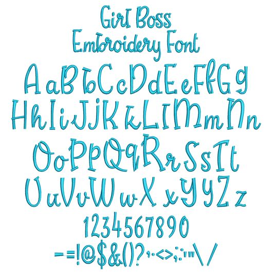 Girl Boss Embroidery Font | Machine Embroidery Designs by JuJu