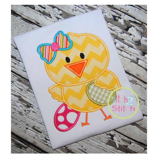 Easter Chick Girl Applique | Machine Embroidery Designs by JuJu