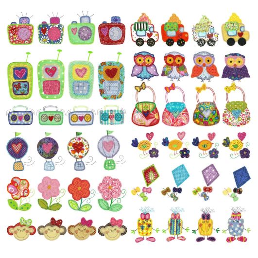 Jumbo Girlz World Applique Machine Embroidery Designs by JuJu 