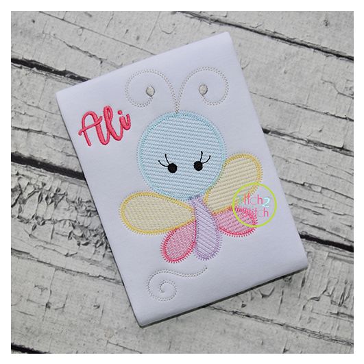 Girly Butterfly Sketch Embroidery | Machine Embroidery Designs by JuJu