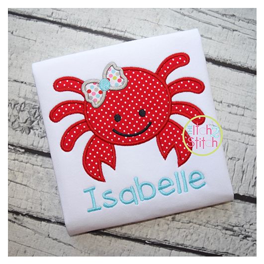 Girly Crab Applique | Machine Embroidery Designs by JuJu