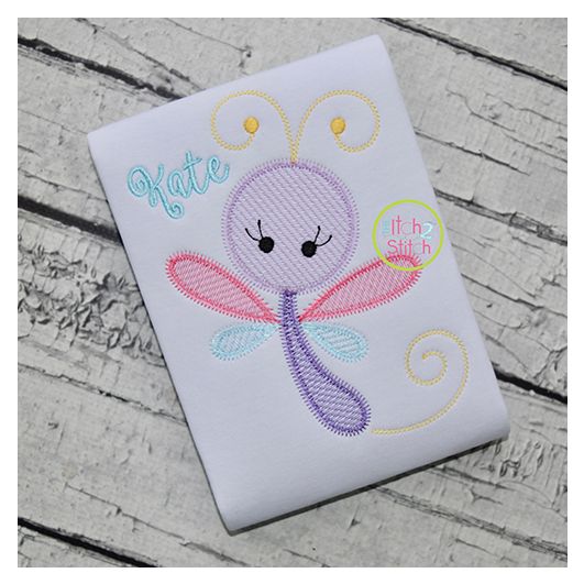 Girly Dragonfly Sketch Embroidery | Machine Embroidery Designs by JuJu