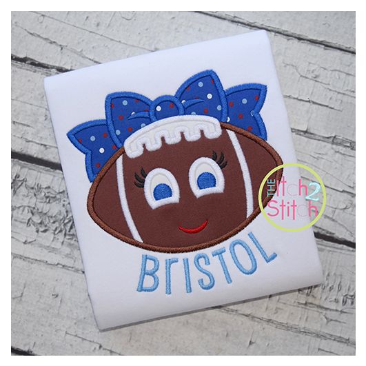 Girly Football Bow Applique | Machine Embroidery Designs by JuJu