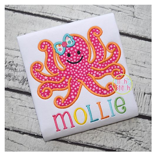 Girly Octopus Applique | Machine Embroidery Designs by JuJu
