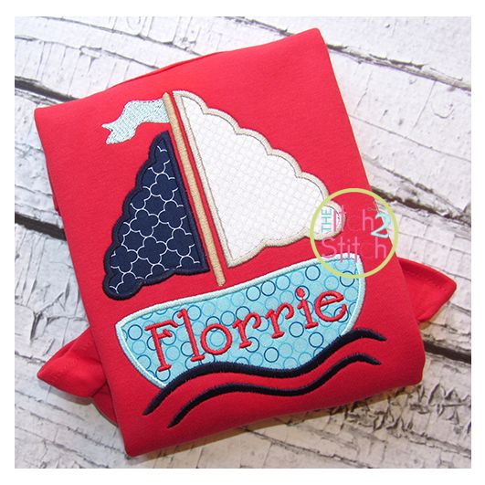 Girly Sailboat Applique | Machine Embroidery Designs by JuJu