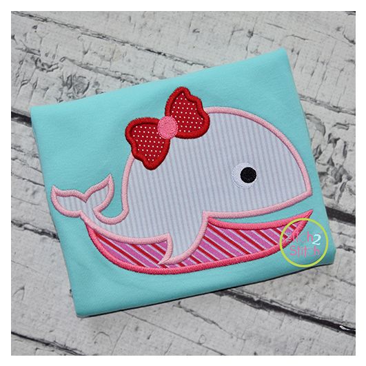 Girly Whale Applique | Machine Embroidery Designs by JuJu