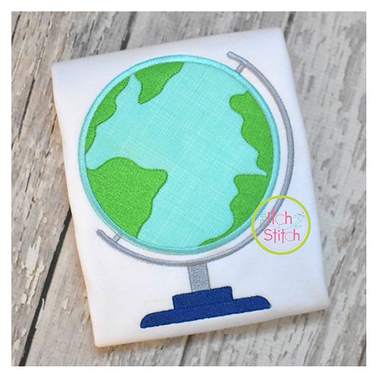 Globe Applique Design | Machine Embroidery Designs by JuJu
