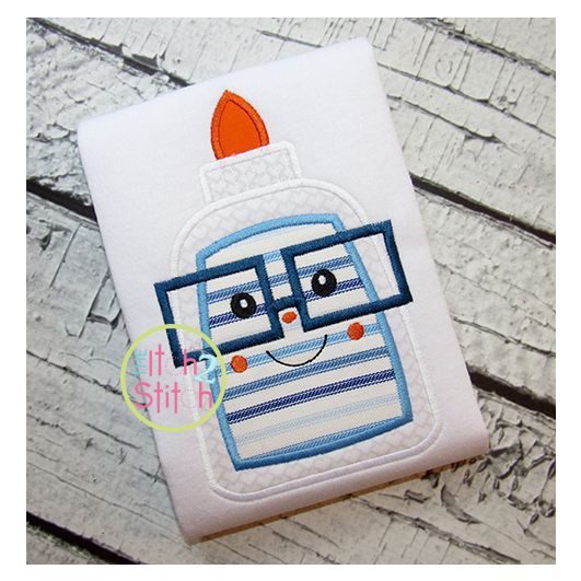 Glue Bottle Glasses Boy Applique | Machine Embroidery Designs by JuJu