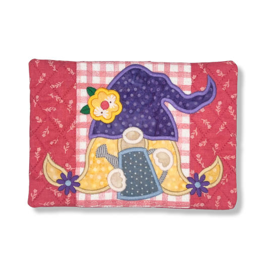 ITH Gnome Watering Can Mug Rug | Machine Embroidery Designs by JuJu