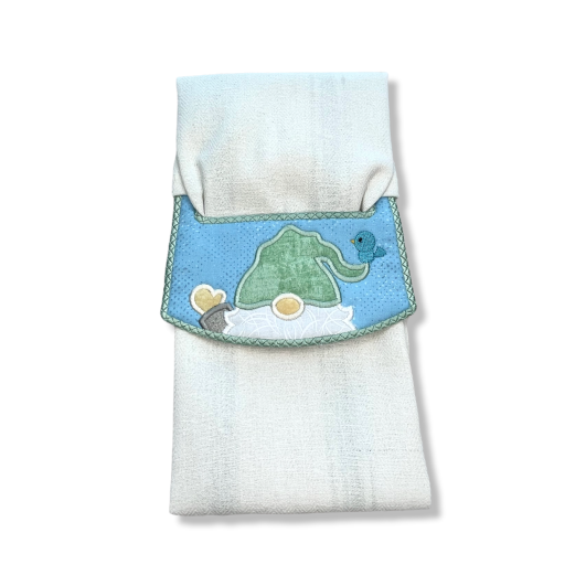 ITH Gnome Waving Wrap Around Towel Topper | Machine Embroidery Designs by JuJu
