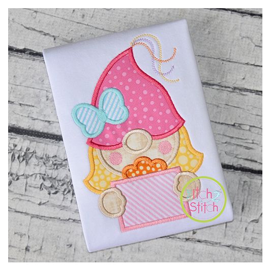 Gnome Birthday Girl Applique Design | Machine Embroidery Designs by JuJu