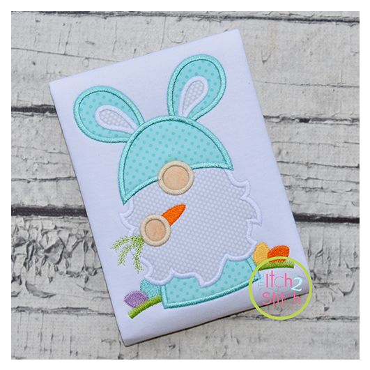 Itch 2 Stitch Gnome Bunny Applique Digital Embroidery Machine Designs by JuJu