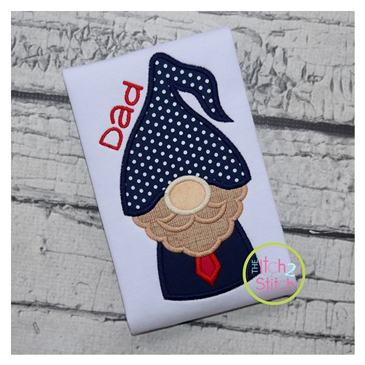 Gnome Dad Applique Design | Machine Embroidery Designs by JuJu