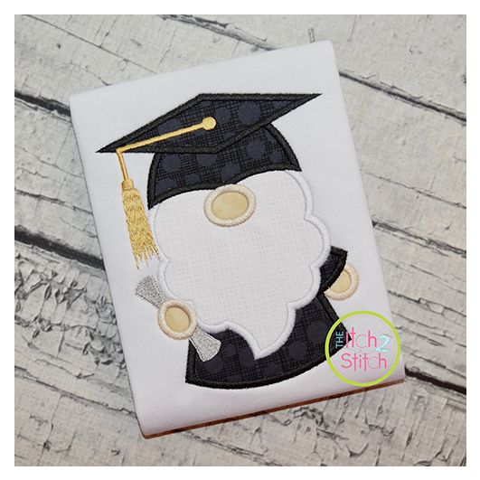 Gnome Grad Applique | Machine Embroidery Designs by JuJu