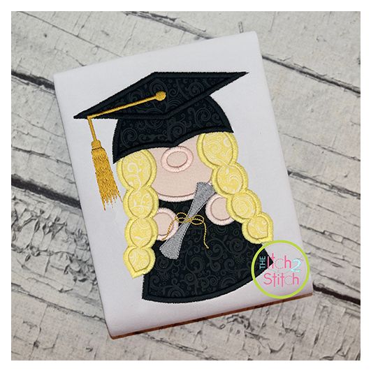 I2S Gnome Grad Girl | Machine Embroidery Designs by JuJu