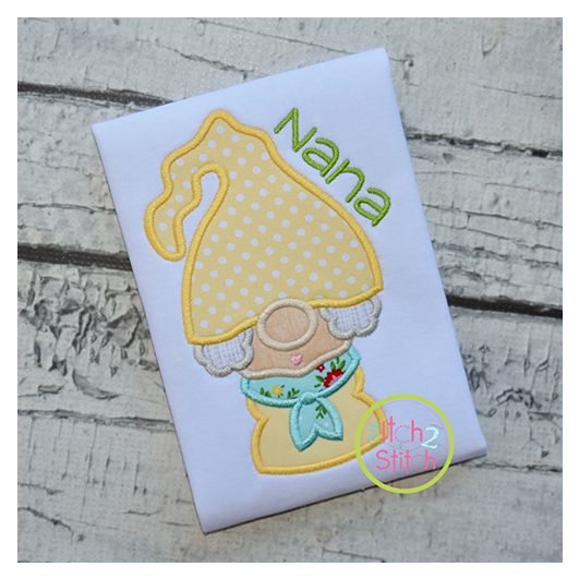 Gnome Grandma Applique Design | Machine Embroidery Designs by JuJu
