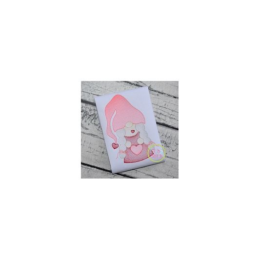 Gnome Holding Heart Girl Sketch Embroidery Design | Machine Embroidery Designs by JuJu