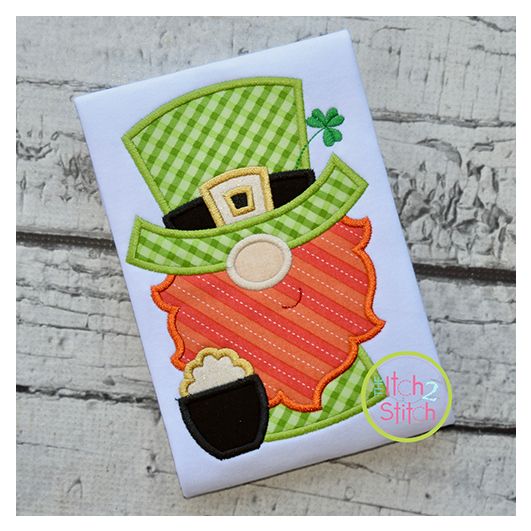 Gnome Leprechaun Applique Design | Machine Embroidery Designs by JuJu