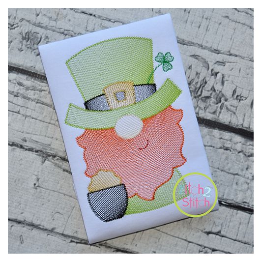 Gnome Leprechaun Sketch Embroidery Design | Machine Embroidery Designs by JuJu