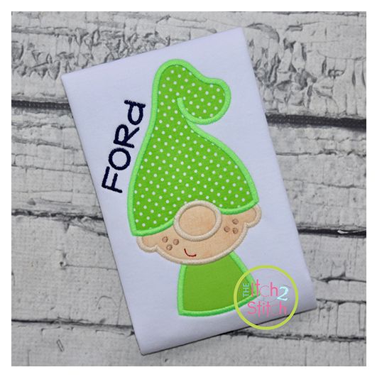 Gnome Little Boy Applique Design | Machine Embroidery Designs by JuJu