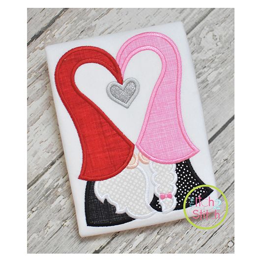 Gnome Love Applique Design | Machine Embroidery Designs by JuJu