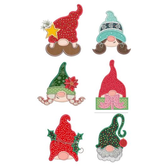 Christmas Gnome Peekers Applique Machine Embroidery Designs by JuJu 