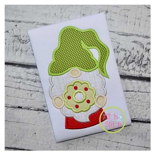 Gnome with Wreath Applique | Machine Embroidery Designs by JuJu