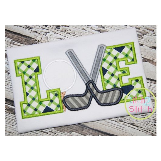 Golf Love Applique | Machine Embroidery Designs by JuJu