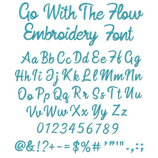Go With The Flow Embroidery Font | Machine Embroidery Designs by JuJu