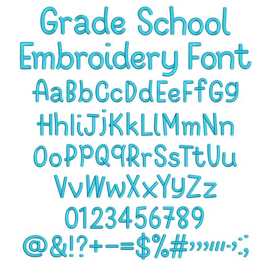 Grade School Embroidery Font | Machine Embroidery Designs by JuJu