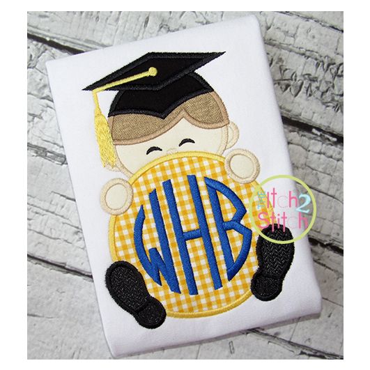 Grad Peeker Boy Applique | Machine Embroidery Designs by JuJu