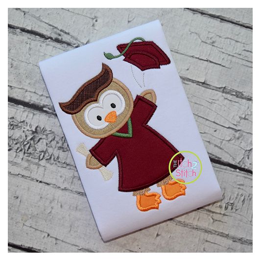 Graduation Owl Applique | Machine Embroidery Designs by JuJu