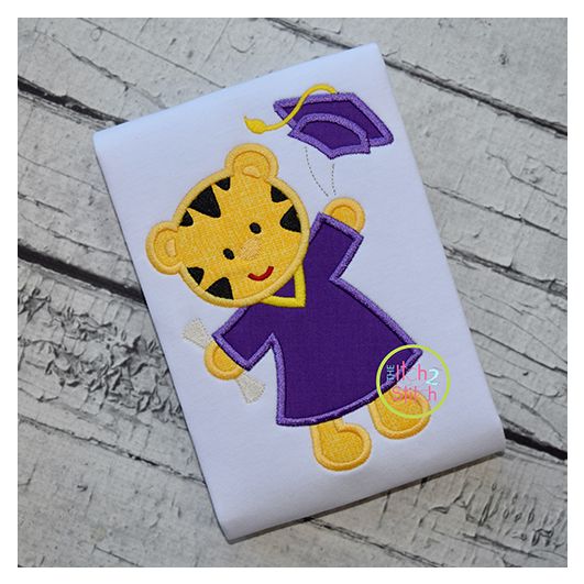 Graduation Tiger Applique | Machine Embroidery Designs by JuJu