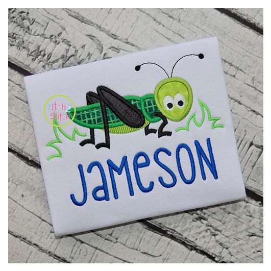 Grasshopper in Grass Applique | Machine Embroidery Designs by JuJu