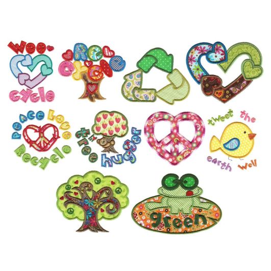 Go Green Applique Machine Embroidery Designs by JuJu 