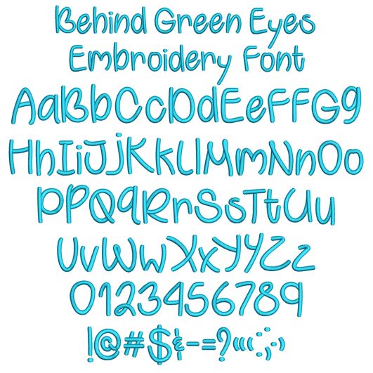 Behind Green Eyes Embroidery Font | Machine Embroidery Designs by JuJu