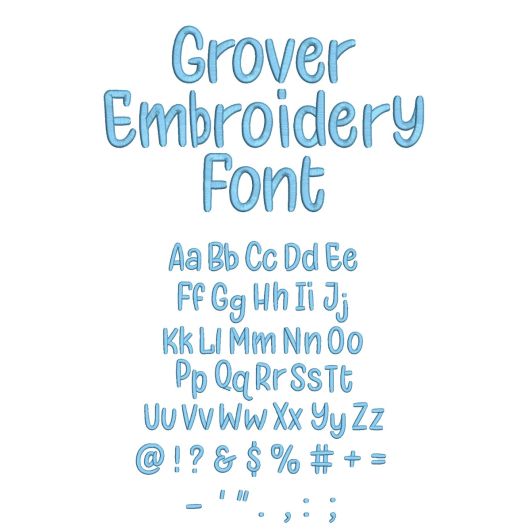 Grover Font Digital Embroidery Machine Designs by JuJu