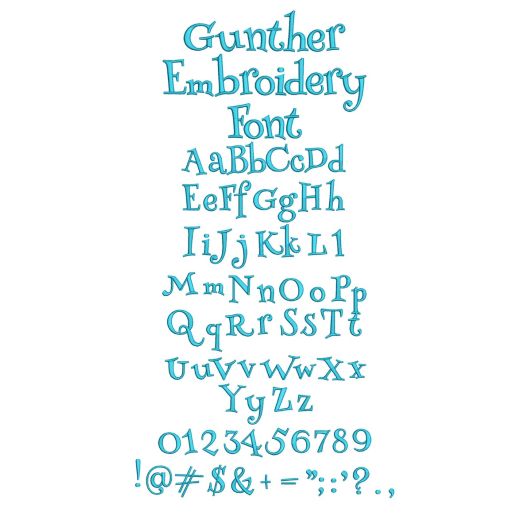 Gunther Embroidery Font | Machine Embroidery Designs by JuJu