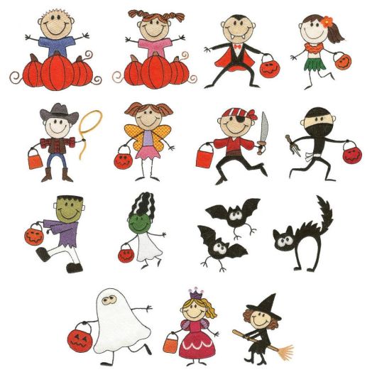 The Stix Kids Trick or Treat Machine Embroidery Designs by JuJu