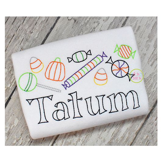 Halloween Candy Border Bean Embroidery | Machine Embroidery Designs by JuJu