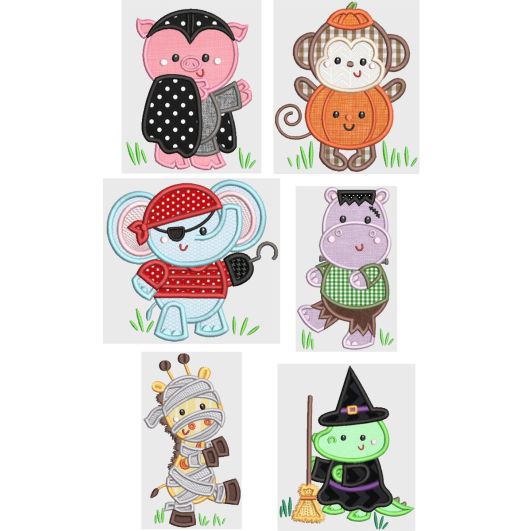Halloween Costume Critters Applique Machine Embroidery Designs by JuJu 