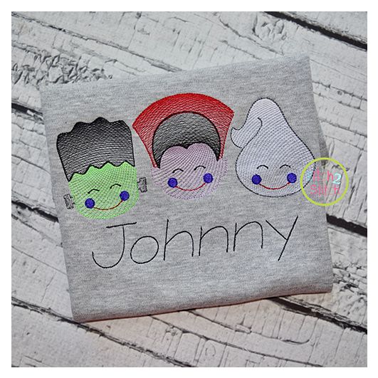 Halloween Trio Boy Sketch | Machine Embroidery Designs by JuJu