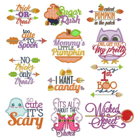 Halloween Word Art Machine Embroidery Designs by JuJu
